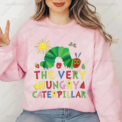 The Very Hungry Caterpillar Sweatshirt Cute Fnny Hungry Caterpillar Bookish Pullovers Man Women Retro Trend Cool Street Hoodies