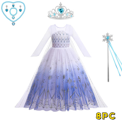 Elsa Anna Kid Princess Girls Dress Rapunzal Kids Cosplay Halloween Vestidos Children Costume Birthday Party Dress