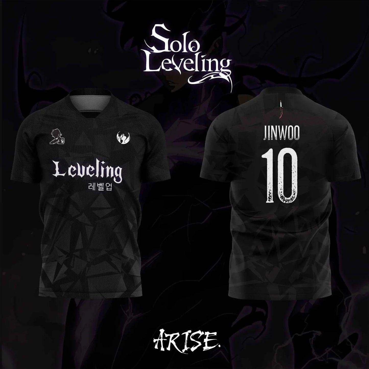 2026 Bandai Solo Leveling Anime SUNG JINWOO NO.10 3D Print Football Jersey for Men's Tshirt Summer Sports Casual Tees Kids Kids
