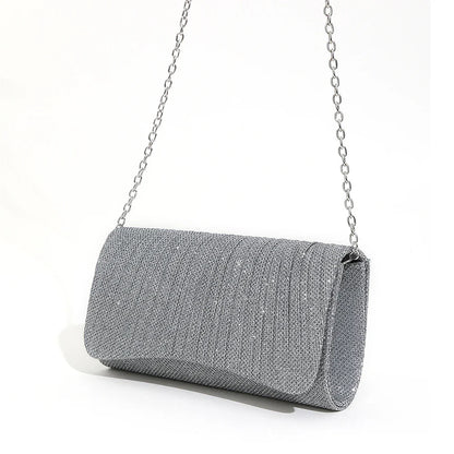 Women Shiny Crossbody Bag Elegant Sparkle Shoulder Bags Clutch Bag Fashion Chain Tote Handbag Ladies Chic Evening Wedding Clutch