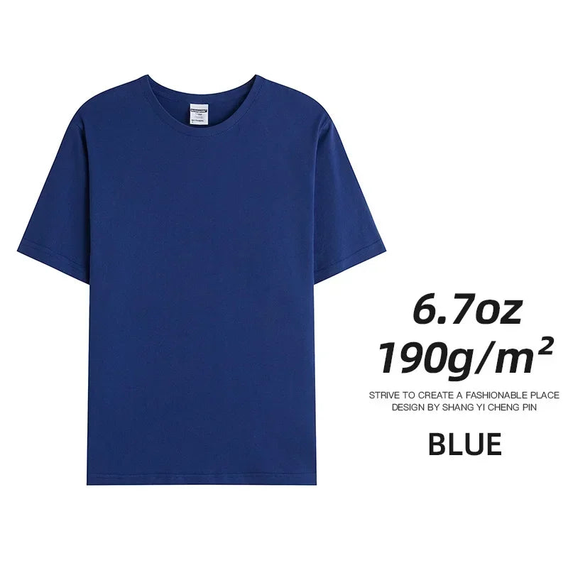 6.7oz 190grams Combed Cotton Tees Tshirts Mens Solid Tops Woman Male Custom Team Uniform Class Clothes Summer Customization