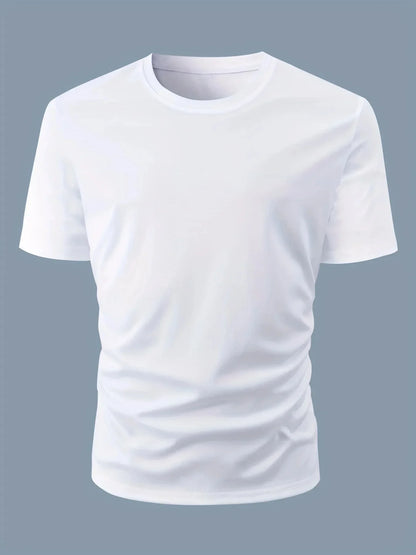 Men's Summer Casual Loose Size 100% Cotton Black Print Round Neck Short Sleeve T-shirt Top