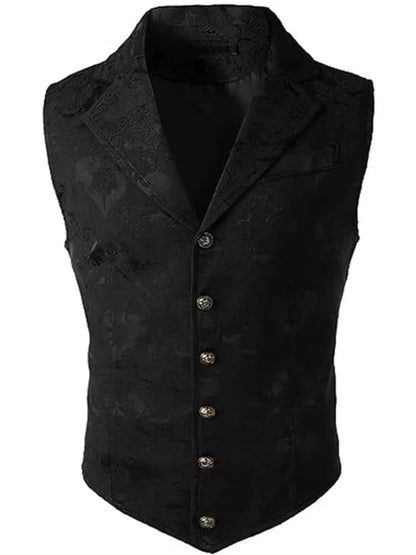Victorian Floral Jacquard Men Suit Vest Formal Business Lapel Single Breasted Slim Fit Waistcoat Wedding Banquet Party Tops