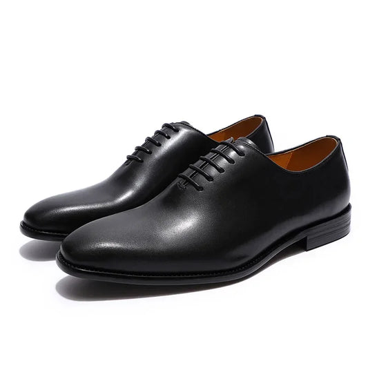 Designer Genuine Leather Mens Wholecut Oxford Shoes Luxury Brand Black Brown Dress Shoes for Business Office Formal Wear