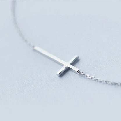 Real 100% 925 Sterling Silver Claissc Simple Cross Chain Link Women Bracelet Sterling Silver Jewelry Valentine Day Gift