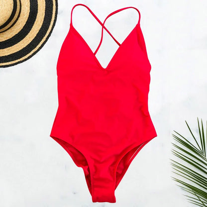 Solid One Piece Swimsuit Women Swimwear 2025 New Bikini Sexy Bodysuit Plus Size Bathing Suit Swimming Suit Maillot De Bain Femme