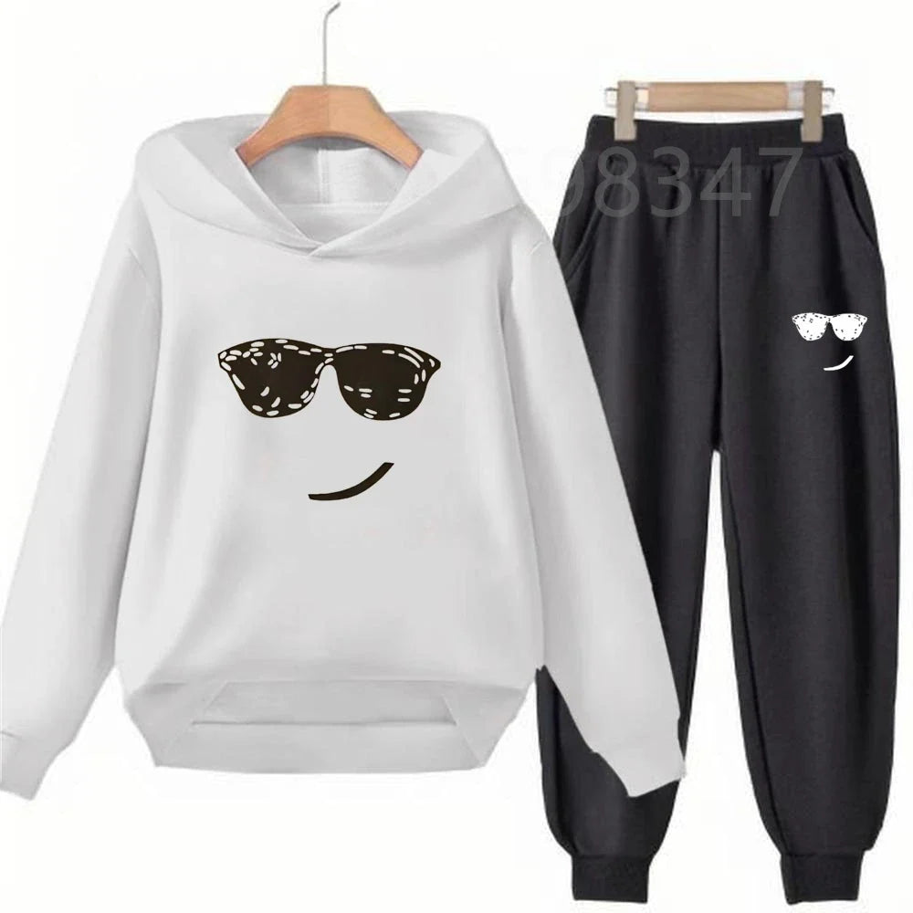 Fashion Hoodie Kids 3-12 Years Boys Girls Casual Sports Tops+Pants 2pcs Sets Children Long Sleeves Spring Autumn New Clothes