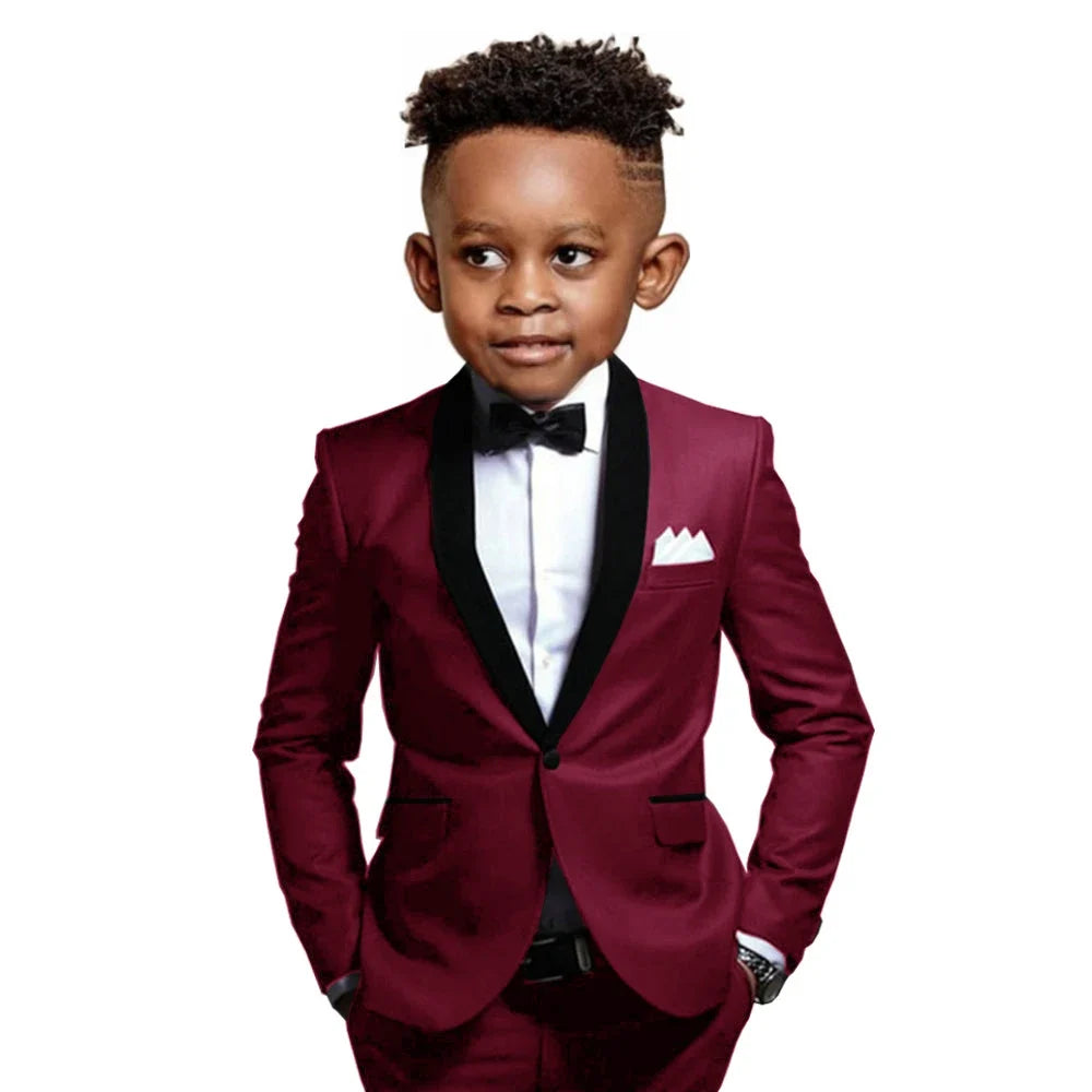 New Boys Formal Suits 2 Pieces Jacket Pants School Activities Wear Stylish One Button Kids Tuxedo Wedding Guest Clothes
