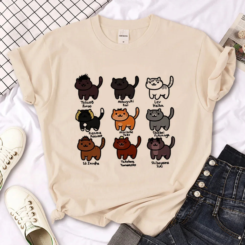Cat top women streetwear summer anime t shirt girl y2k Japanese clothes
