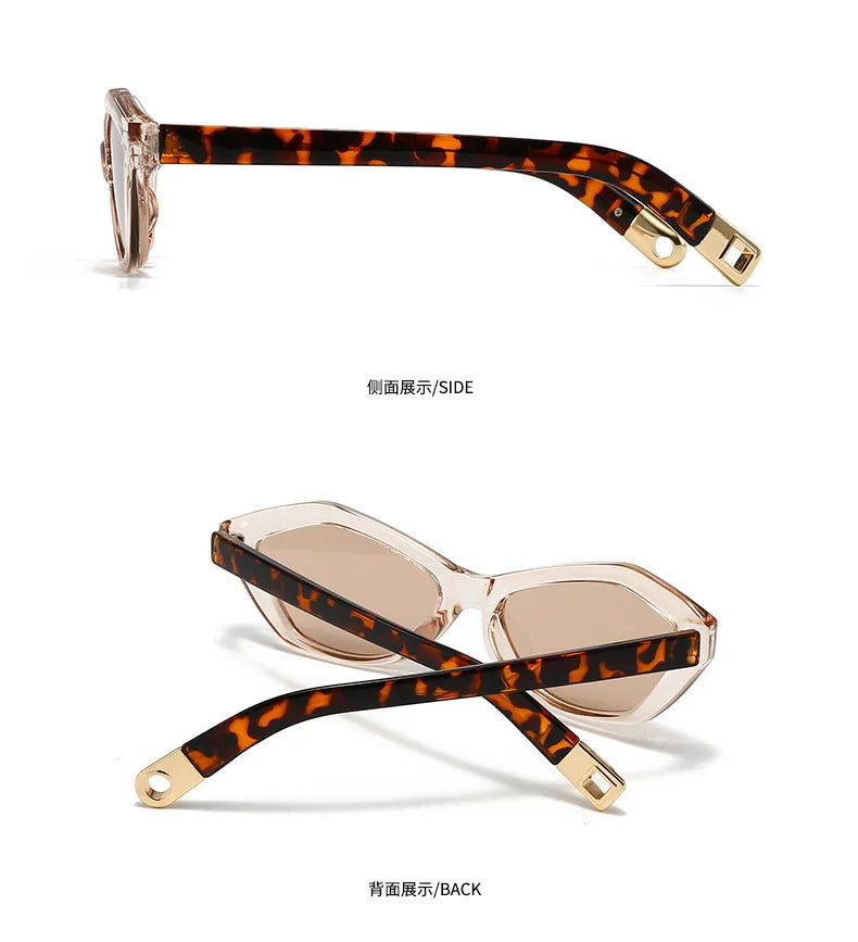 Fashion UV400 Cat Eye Sunglasses for Women Outdoor Stylish Retro Eyewear with Unique Temple Design Sun Glasses Gafas De Sol