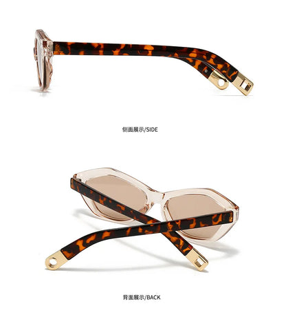 Fashion UV400 Cat Eye Sunglasses for Women Outdoor Stylish Retro Eyewear with Unique Temple Design Sun Glasses Gafas De Sol