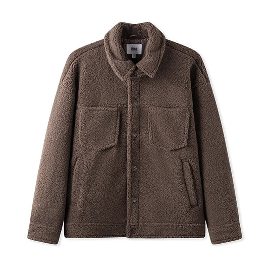 Jacket Men Plush Outerwear 2024 New Couple Solid Color Versatile Loose Imitation Lamb Wool Winter Outfit Neutral Style