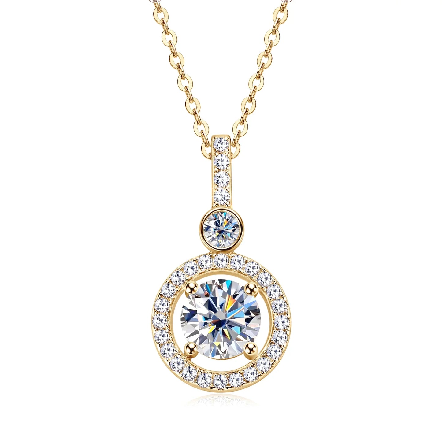 925 Silver Full Moissanite Pendant Necklace Certified 6.5mm D Color Lab Created Diamond Necklace for Women Quality Jewelry Gift