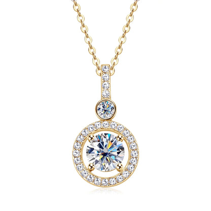 925 Silver Full Moissanite Pendant Necklace Certified 6.5mm D Color Lab Created Diamond Necklace for Women Quality Jewelry Gift