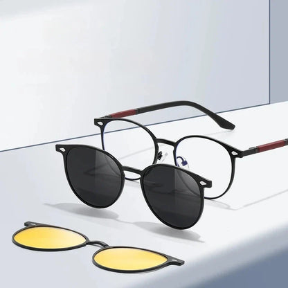 New Style 3 In 1 Metal Magnet Clip On Polarized Sunglasses Men Women Luxury Brand Design Sun Glasses Frame Eyewear UV400