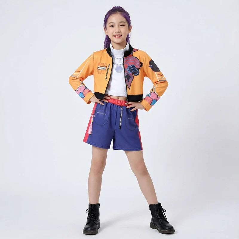 Rumi Girl Cosplay Costume Anime Mira Roleplay Outfit Trendy Dance Performance Wear Halloween Party Performance Costume