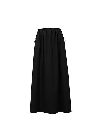 Women's Skirt 2026 Summer New Ruffle Hem Elastic Waist A-Line Midi Skirt Casual Outdoor Loose Fit Skirt For Women 12622013