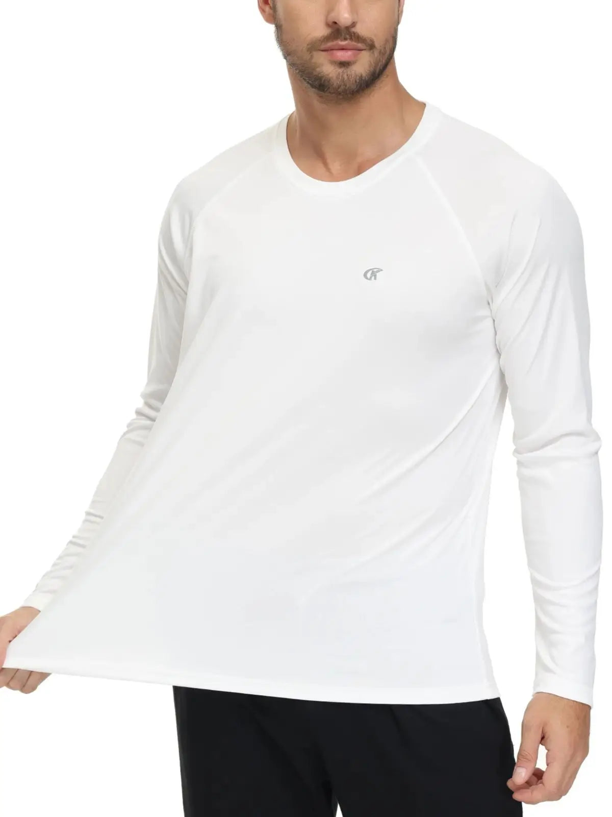 Men UPF 50+ Long Sleeve T-Shirt, Rash Guard Breathable Tops, Pullover Shirt for Sport Fishing Hiking Running Beach Surfing