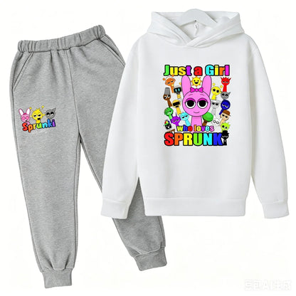Sprunki Kids Clothes Hoodie+pants Age 2-12 Boy Girl Incredibox Anime Figures Sweatshirt Spring Autumn Pullover for Children Sets