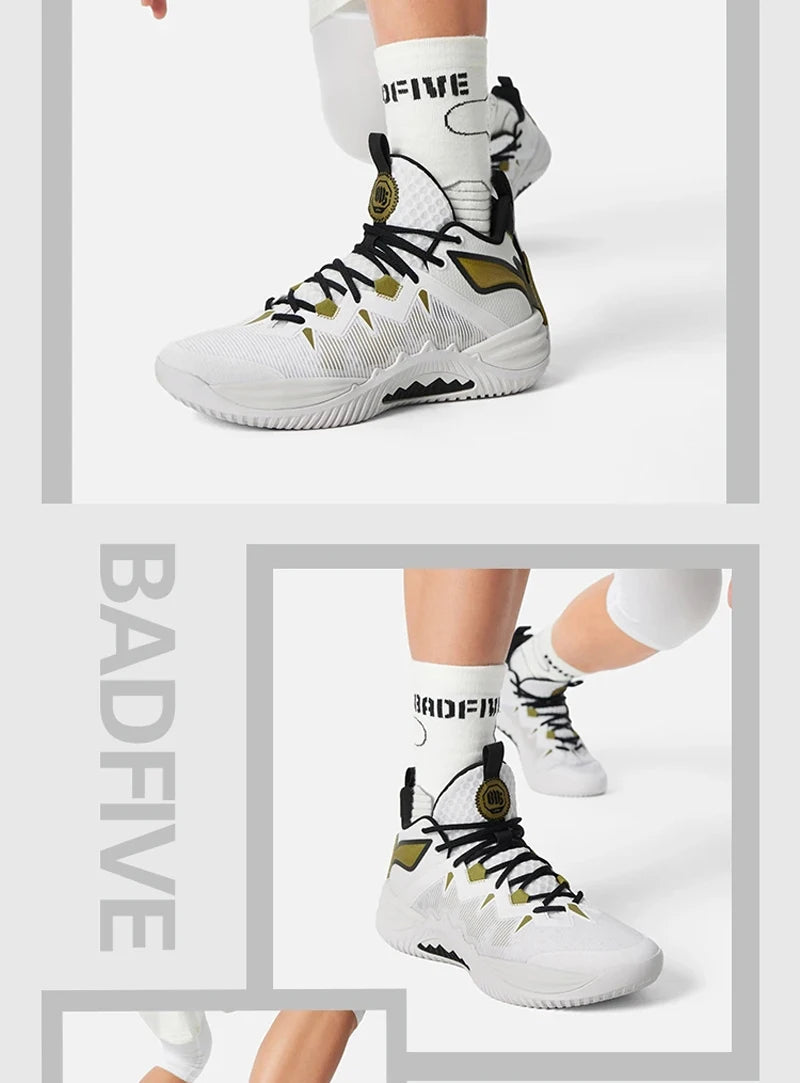 Men's BADFIVE STORM 2025 Outdoor Basketball Shoes BOOM Cushioning TUFF OS Wearable LiNing Sports Sneakers ABFV017