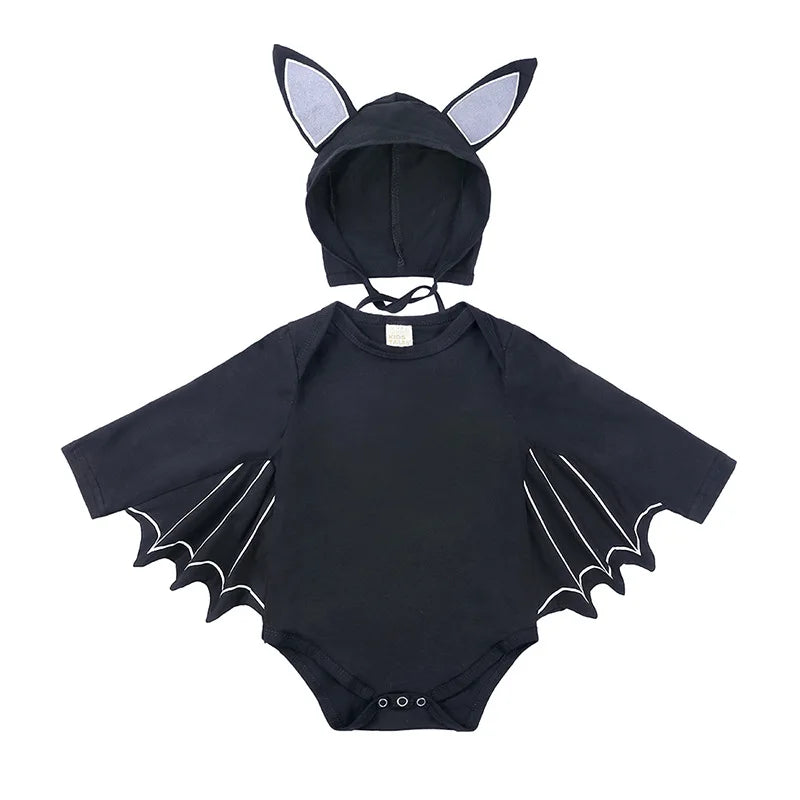 Baby's First Halloween Costume Black Bat Romper Jumpsuit Infant Boys Girls Purim Party Carnival Fancy Dress Cosplay Long Short