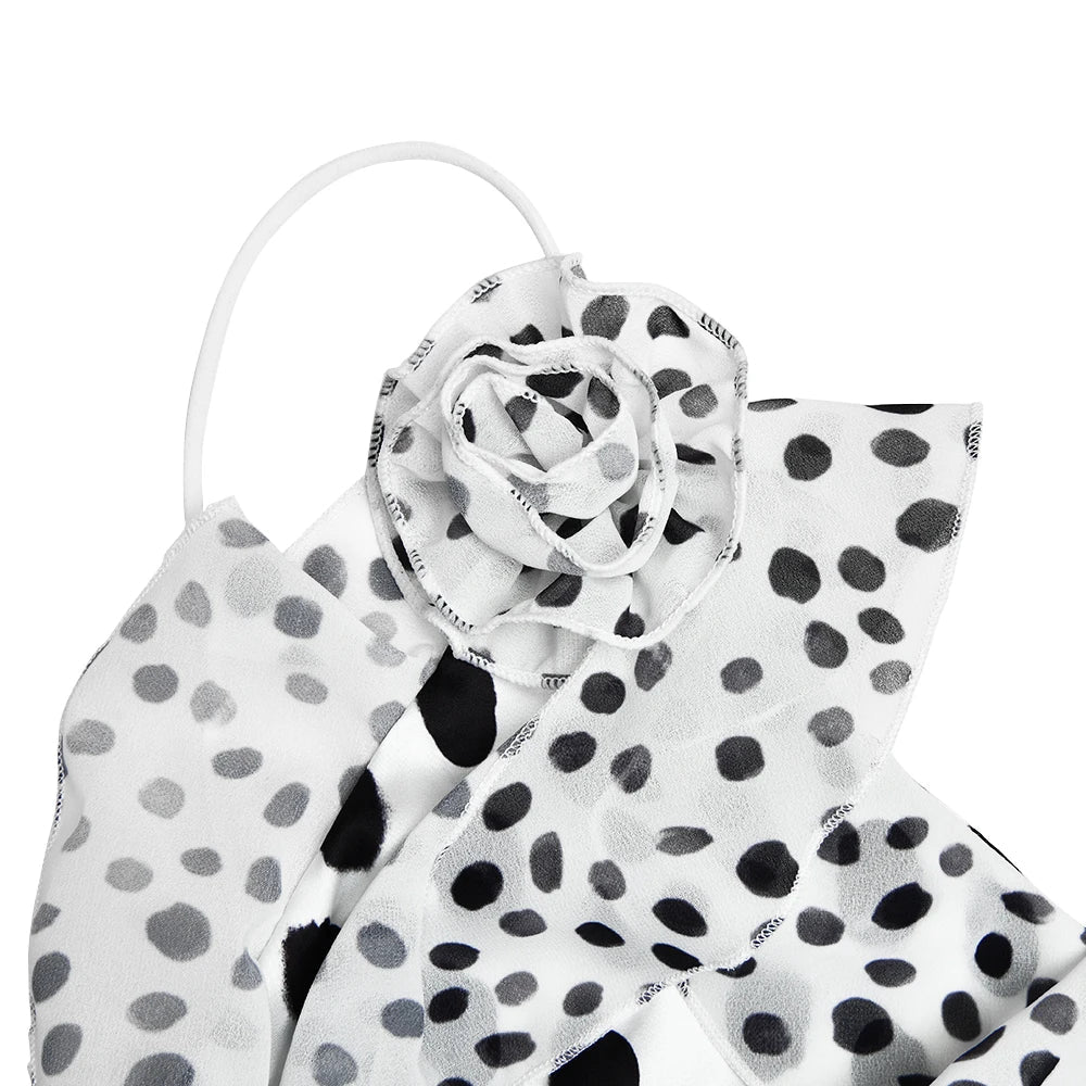 Sexy Backless  Print Dots Flower Women Maxi Dress Spaghetti Strap Evening Dress Autumn Skinny Elegant Party Clubwear