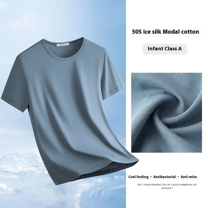 47% Cotton 47% Modal 6% Spandex T Shirt Men Short Sleeved Summer Round Neck Undershirt Plus Size Men's Solid Color Tops Tees