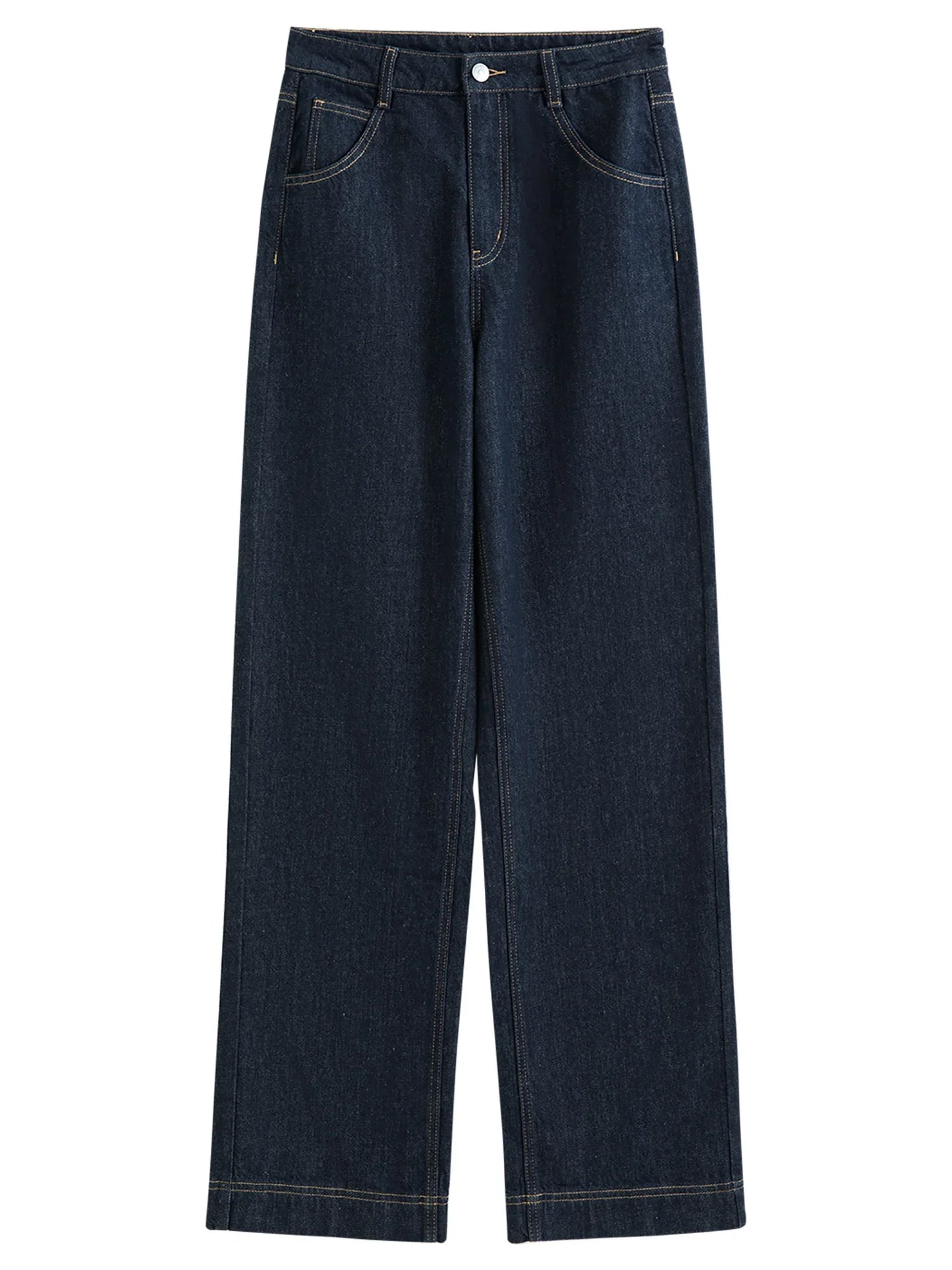 Straight High Waist Jeans for Women Winter Solid Simple All-match 2025 New Long and Short Versatile Pants Korean Style