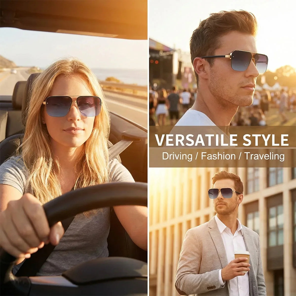 Luxury Square Sunglasses Women UV400 Protection Sunglass Men Vacation Fashion Glasses Gafas De Sol Hombre Lunette Soleil Femme