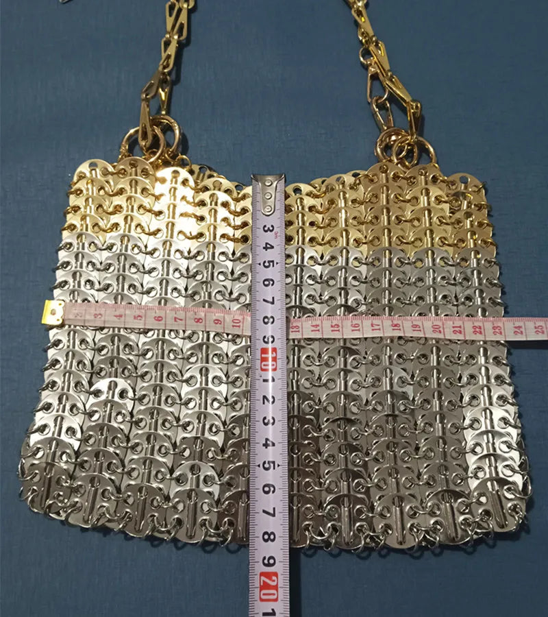 Women's Bag Designer Handbag Aesthetic Bags Hand Woven Metal Gold Silver Splicing Clutch Luxury Holiday Shoulder Bag Tote Bag