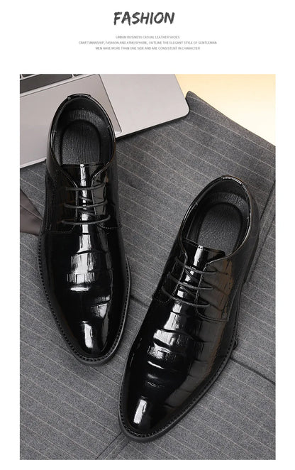 New Designer Autumn Collection British-style Men's Dress Shoes Fashion Patent Leather Commuter Shoes Male Black Casual Shoe Man