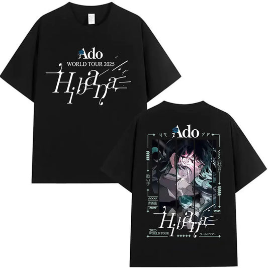 Japanese Ado Hibana WORLD TOUR 2025 New T-Shirts Men Women Clothing Gothic Short Sleeve T Shirt Hip Hop Oversized Cotton T-shirt