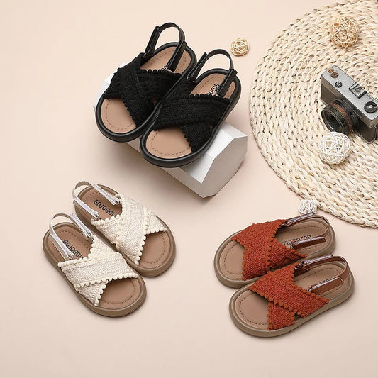 Girl Summer Sandals Classic Fashion Ethnic Style Kids Beach Sandals Fashion Open-toe Versatile Children Non-slip Causal Shoes