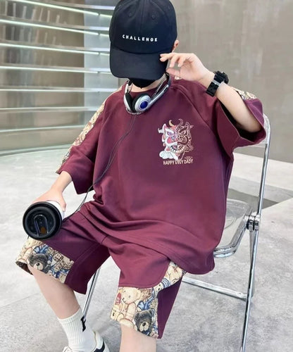 Plus Size Children's Clothing Boys From 4 T-shirts 7 12 Years Baby Summer Clothes Kids Boy Suit 2025 Top Outdoor Korean T-shirt