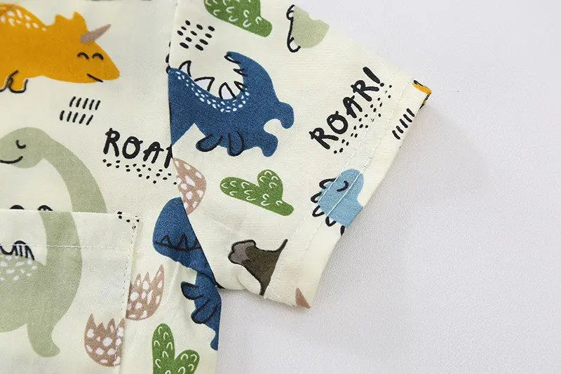 Children Clothes Spring Cartoon Baby Boy Short Sleeve Printe Dinosaur Causal Shirts Jeans 2Pcs/set Kid Fashion Toddler Tracksuit