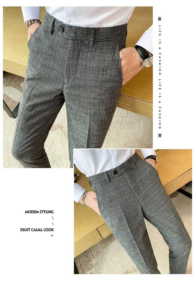 Spring and Autumn Checked Trousers for Men Are Trendy, Fashionable, Cool and Versatile, as Well as for Business and Casual Wear