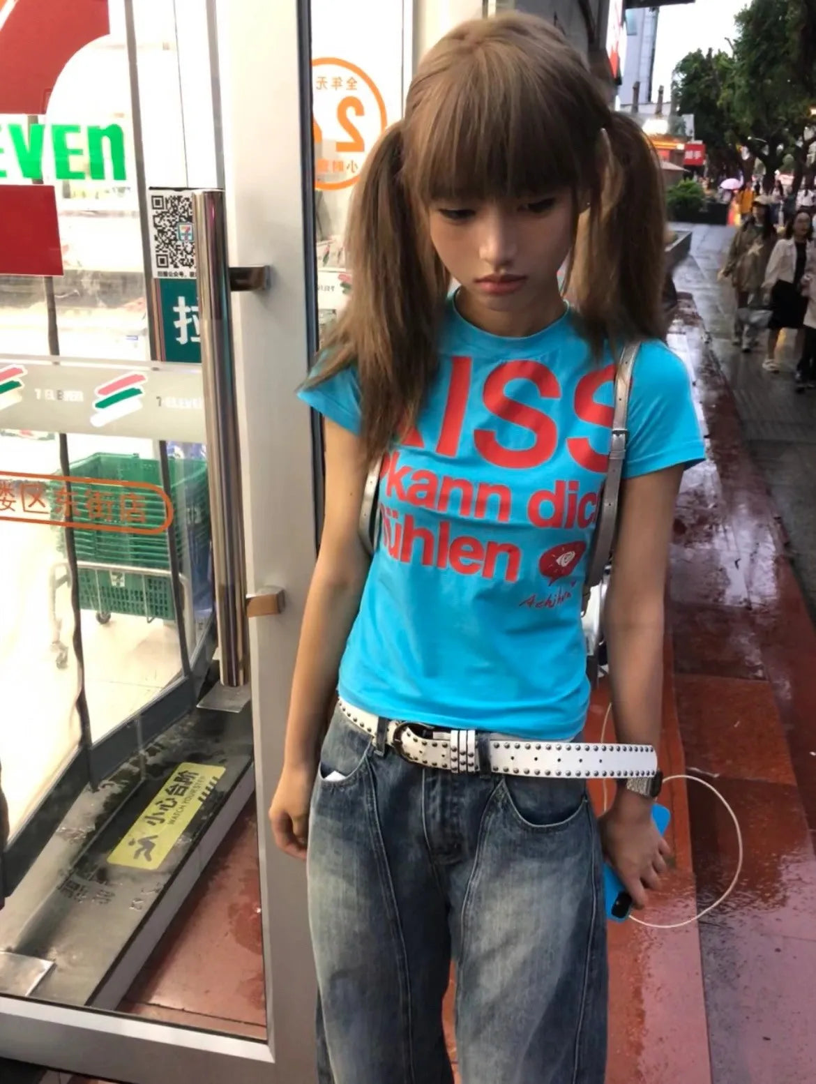 Karrram Japanese Y2k Letter Print T-shirt Trashy 2000s Style Crop Top Vintage Harajuku Short Sleeve Tee Shirt American Retro 90s
