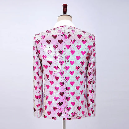 2026 New Men's Red Suit Jacket, Wedding Party Slim Dress Coat, Sequin Decoration Luxurious Blazers Blue Green Terno Masculino