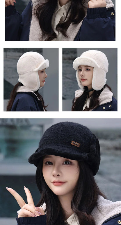 Russian Hat New Thick Warm Winter Htas for Men Women Fleece Lined Riding Hat Male Female Snow Ski Earflap Cap Bomber Hat