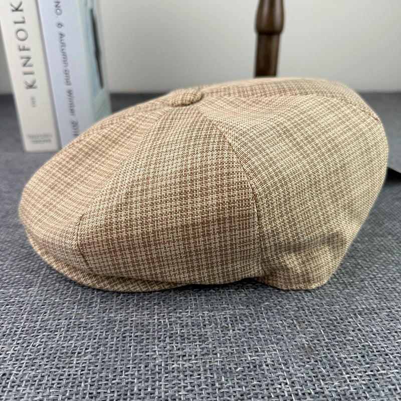 Summer Flax Newsboy Caps Breathable Octagonal Hat Men Women Berets Thin Casual Painter Caps Hats for Men