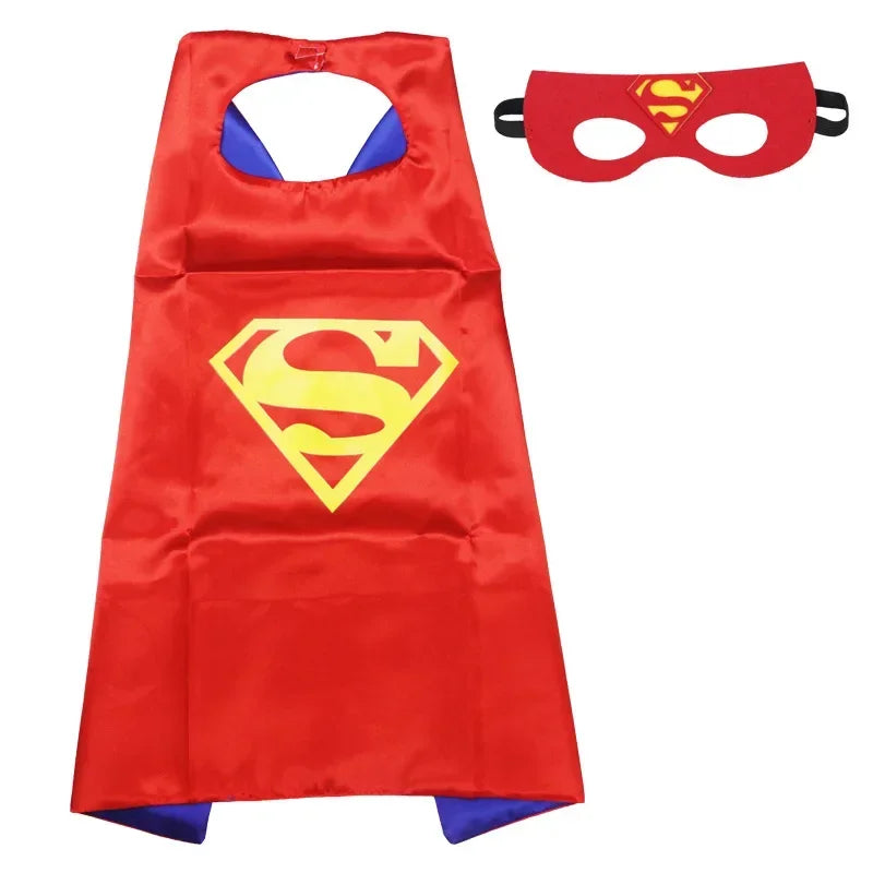 Superhero Masquerade Mask Cape Cloak Anime Spider Man Batman Cloak Action Figure Super Hero Toys Cosplay Child Party Gifts