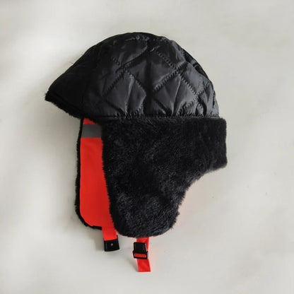 Men's Winter Trapper Aviator Earflap Warm Russian Waterproof Ski Hat Bomber Cap Safety Reflective Strip Protectors Hats