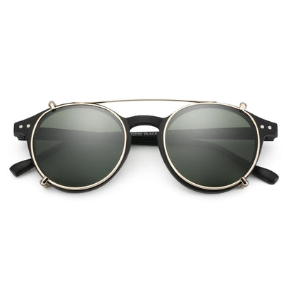 Steampunk Style Clip On Sunglasses for Men Women Anti Blue Light Glasses+Polarized Clip Fashion/Retro Computer Eyewear