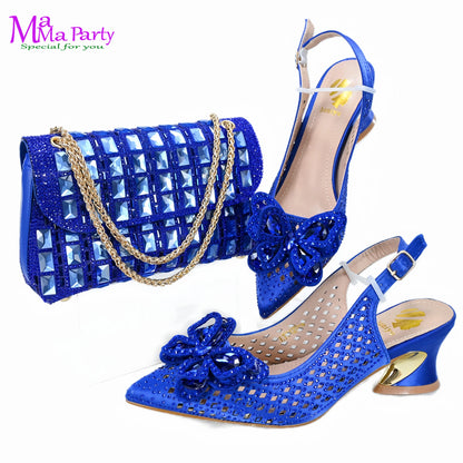 2025 High Quality Winter New Arrivals Specials Design Italian Shoes and Bag Set in Wine Color Low Heels Comfortable For Wedding