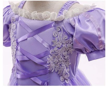 Girl Pink Aurora Cosplay Princess Dress Up Kids Christmas Halloween Tulle Fancy Rapunzel Costume for Children Girls Birthday