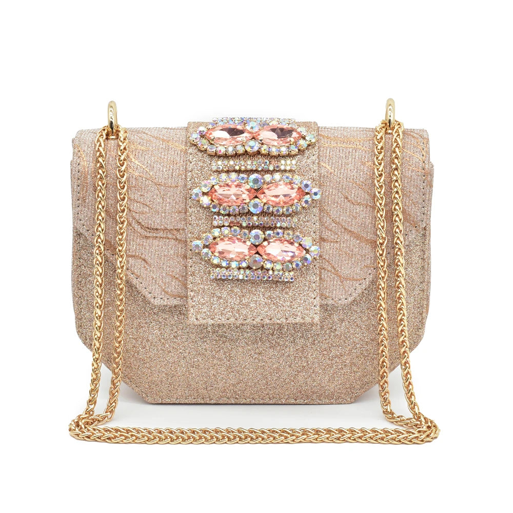 Designer Shoe and Bag Sets From Italy Luxury Rhinestone African Women Shoes and Bags Italy Low Heels Pointed Toe Woman Pumps