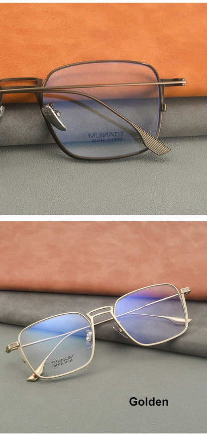 Ultralight Pure Titanium Frames Business Retro Square Men's Reading Glasses Anti-blue Light Customized Myopia DTX125