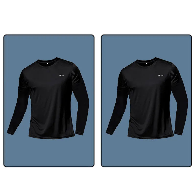 Men Long Sleeve Sport T-shirt Quick Dry Running Shirt Breathable Anti-sweat Top Gym T Shirt Men Fitness Gym Clothing Men 2023