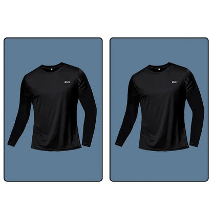Men Long Sleeve Sport T-shirt Quick Dry Running Shirt Breathable Anti-sweat Top Gym T Shirt Men Fitness Gym Clothing Men 2023