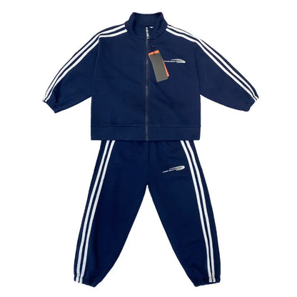 Spring Autumn Boys Navy Striped Zip Sweatshirt Coats+Sweatpant Sets School Kids Tracksuit Children Outfit Jogging Suit 3-14Yrs